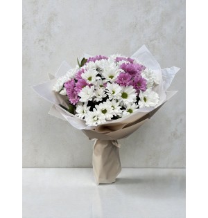 Lilac Daisy – Beyaz & Lila Papatya Buketi